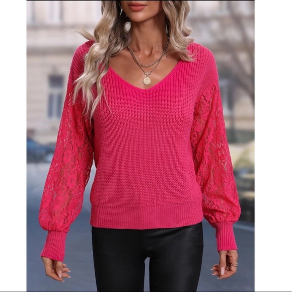 Hot Pink Twist Back Reversible Sweater - Picture 5 of 6